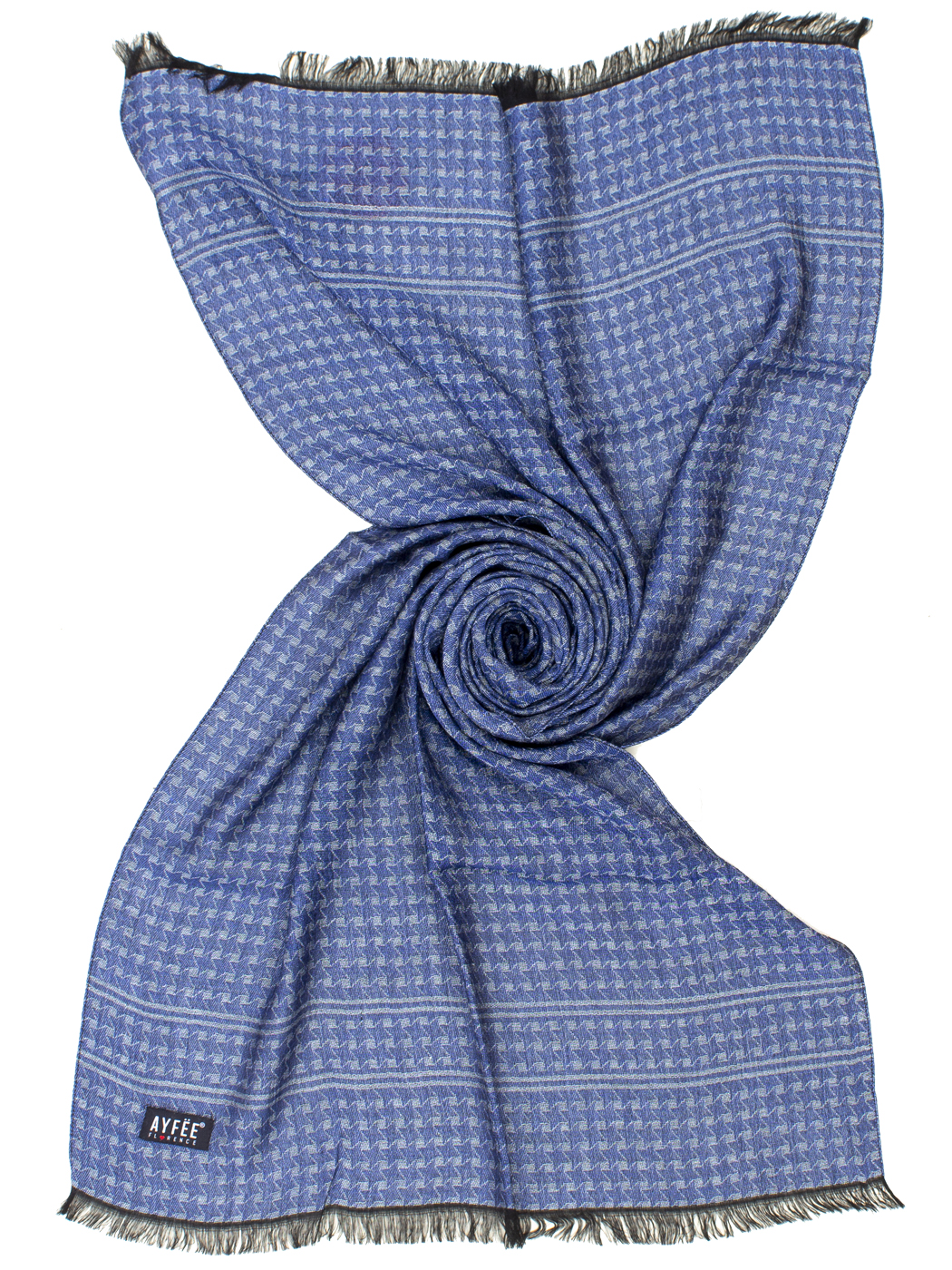    STOLA UOMO JACQUARD PIED DE POULE, 60%VI 40%MODAL, CM 60X190, MADE IN ITALY     - JEANS